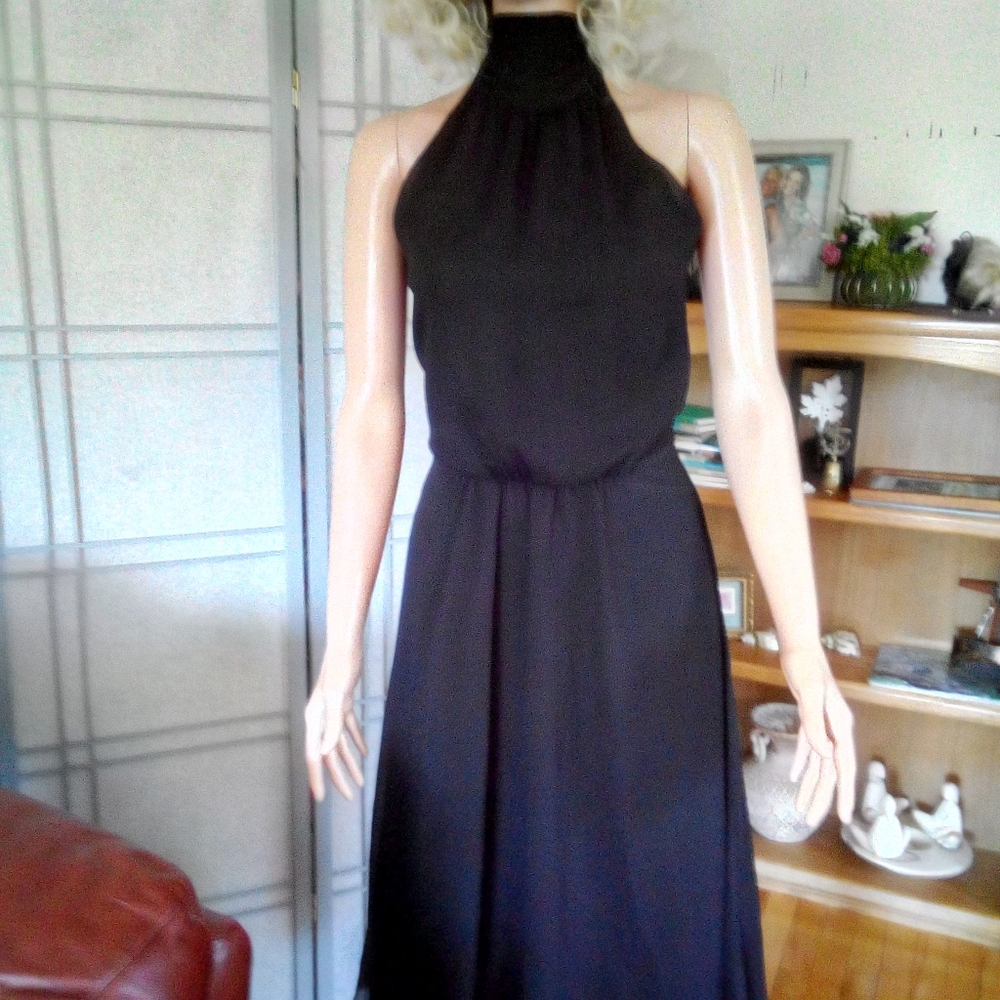 Unique high neck lined flared bottom dress - Picture 3 of 3
